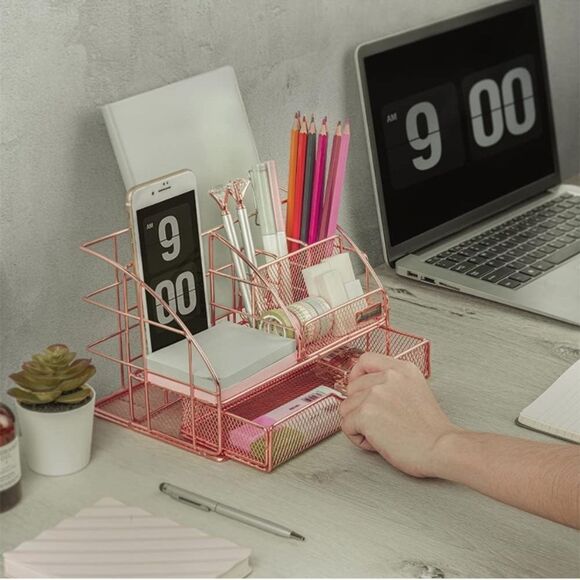 Rose gold desk organizer - Picture 3 of 6